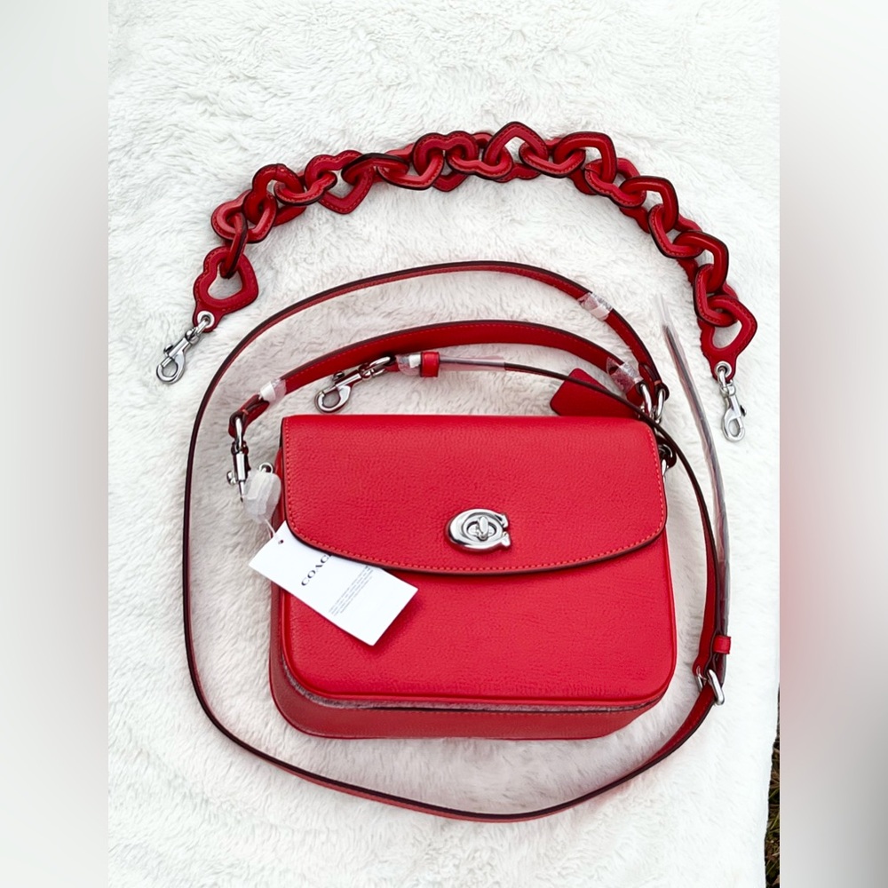 NWT ❤️Coach Cassie 19 Red Sport in Pebble Leather. 3 straps & dust bag included - Picture 16 of 16